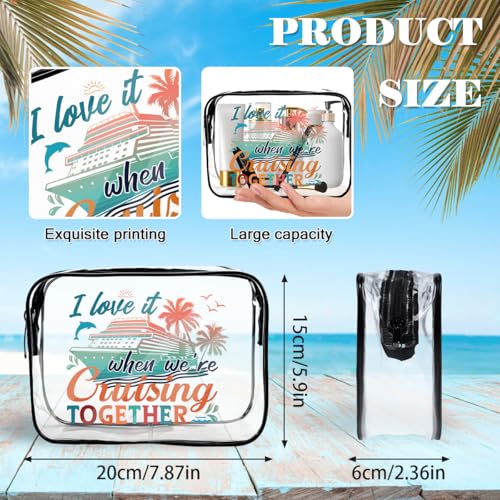6 Pcs Clear Cruise Makeup Bags Gifts, Cruise Essentials Beach Cosmetic Bag for Women, Cruise Ship Survival Kits, Travel PVC Waterproof Toiletry Bags for Girls Sister Daughter Nurse Teacher2