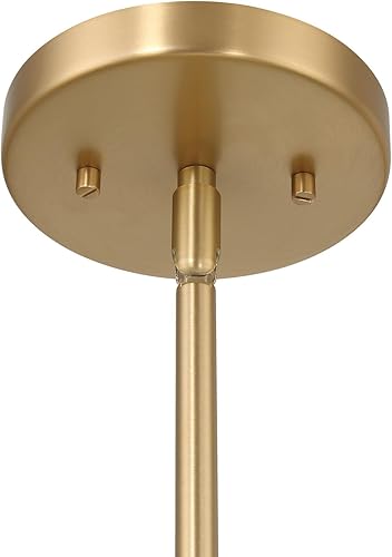 Miniatura 10 de Robert Stevenson Lighting Delano - Lámpara de techo industrial de metal y vidrio grabado, dorado y blanco