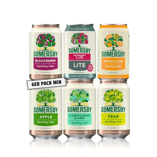 Somersby Cider MEGA MIX Pear, Red Rhubarb, Blackberry, Elderflower Lime, Blueberry und Apple 4,5% Vol. (24 x 0.33 l)