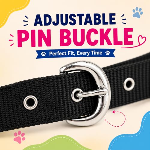 Image of Nylon Customized Dog Neck Belt Collar with Name ID Tag, Soft Fur Padded Dog Collar | for 36-45 Kilograms Dogs (XL, Black),10 Cm,5 Cm