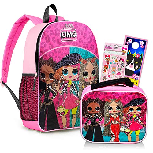 Lol Dolls School Supplies Bundle - Premium Large 16" Lol Dolls Backpack, Lol Doll Lunch Box, Lol Dolls Stickers, and More (Lol Dolls Activity Set)