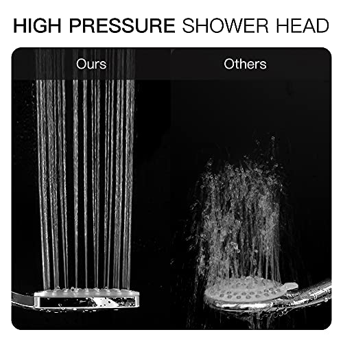 High Pressure Shower Head With Handheld - Modern Square Handheld Shower Heads - 6 Settings Detachable Shower Head With Hose, Change Settings Much Easier Than The Twist Ones, Shower Accessories, Chrome #TOP2