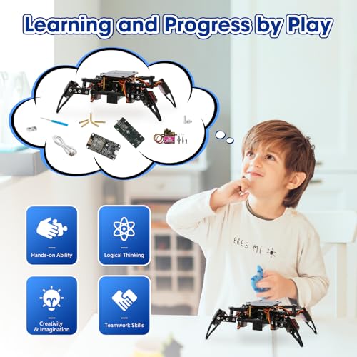 Image of STEM Toys Programmable Bionic Spider Robot Kit, Science Kit for Kids Age 8-12, Teens DIY Robotics Building Toy, Walking Crawling, App Remote Control, Boys Gift Girls Adults Birthday