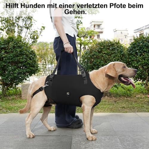 Coodeo Hundetragegurt: Unterstützungs & Rehabilitations-Schlinge, verstellbar gepolstert atmungsaktiv, für ältere, behinderte Hunde mit Gelenkproblemen oder Stabilitätsverlust (Schwarz, XL)