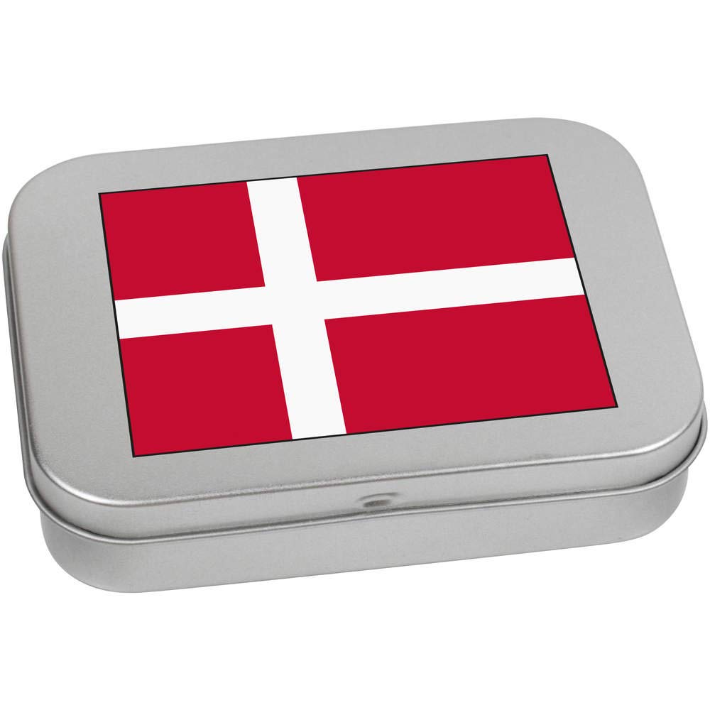 Azeeda 110mm 'Denmark Flag' Metal Hinged Tin/Storage Box (TT00104063)