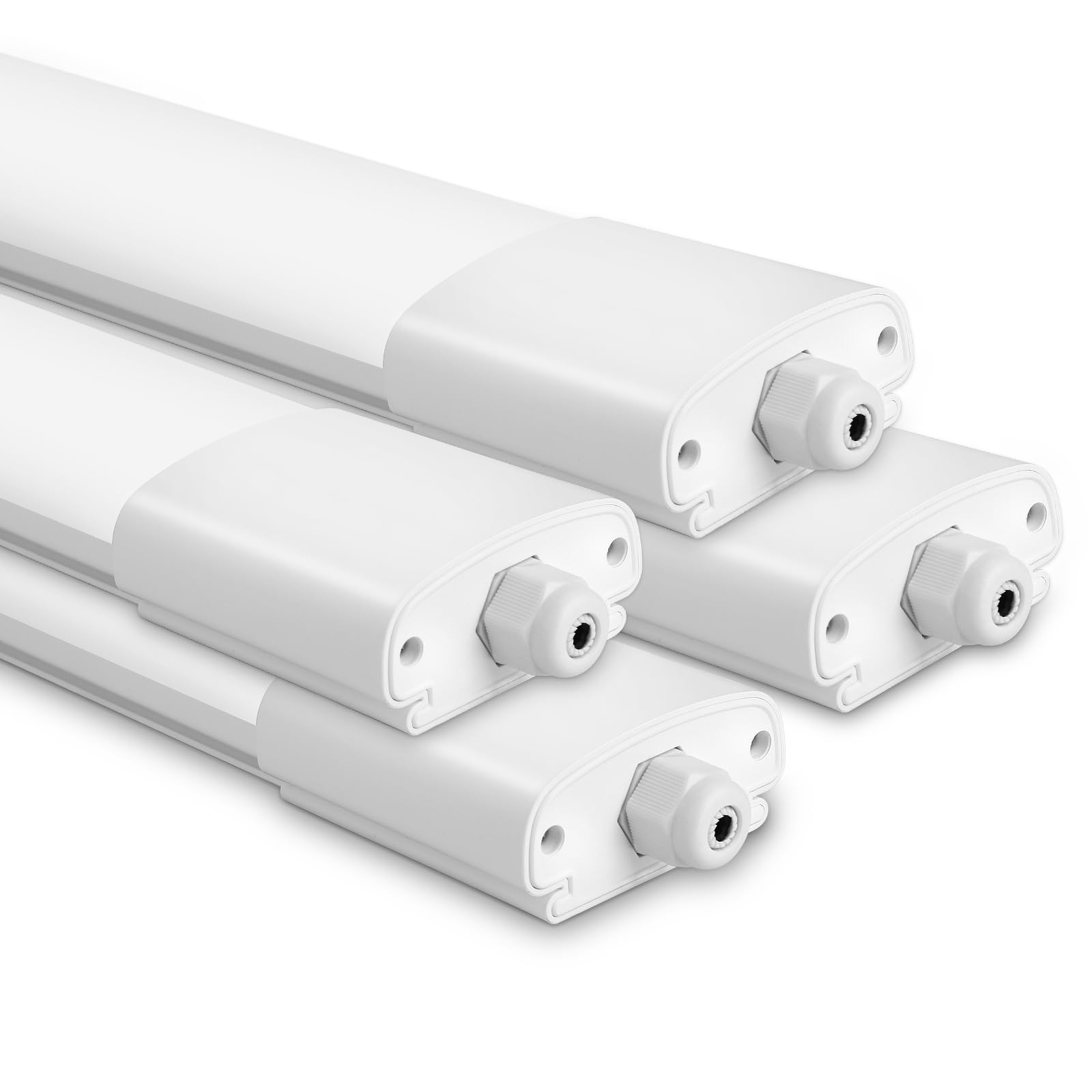 Lot de 4 spots LED pour pièces humides - 120 cm - 36 W - 4000 lm - Blanc neutre - 4000 K - IP65 - Tube de 120 cm - Pour baignoire, chambre à coucher
