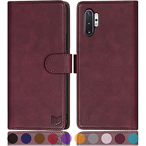 Étui en cuir Samsung Note 10 Plus rouge vin, élégance et finition premium