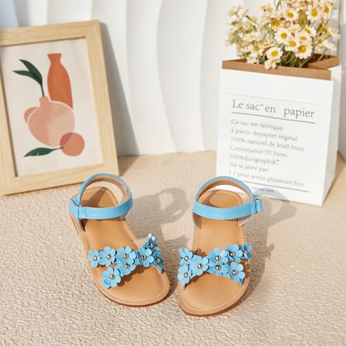 Image of Flaryzone Girls Sandals Open Toe Summer Flats Dress Sandals Shoes Toddler /Little Kid