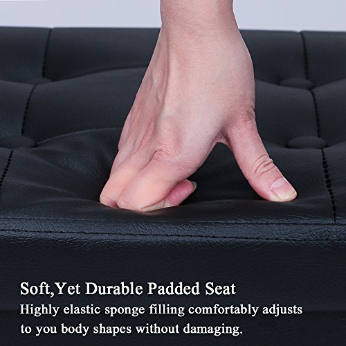 Wonenice 30 Inches Faux Leather Folding Storage Ottoman Bench, Ottoman Toy Folding Storage Box, Hold Up To 300 Lb, Black #TOP1