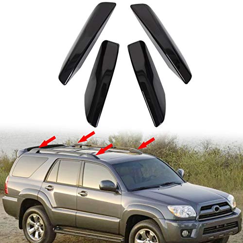 ECOTRIC 4Pcs Black Roof Rack Rail End Bar Cover Cap Shell Protection Replace