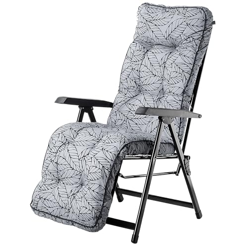 KADAX Chaise de jardin avec repose-pieds - Chaise longue avec coussin - Chaise longue pliable avec dossier réglable - Fauteuil de jardin relaxant - Gris