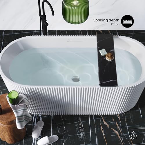 Image of Swiss Madison SM-FB592 Lafayette 67 inch Free Standing Acrylic Soaking Tub with Center Drain and Overflow - White