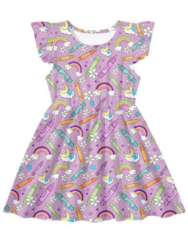 Robe d'été filles anti-transpiration à manches volantées souples de 2 à 7 ans