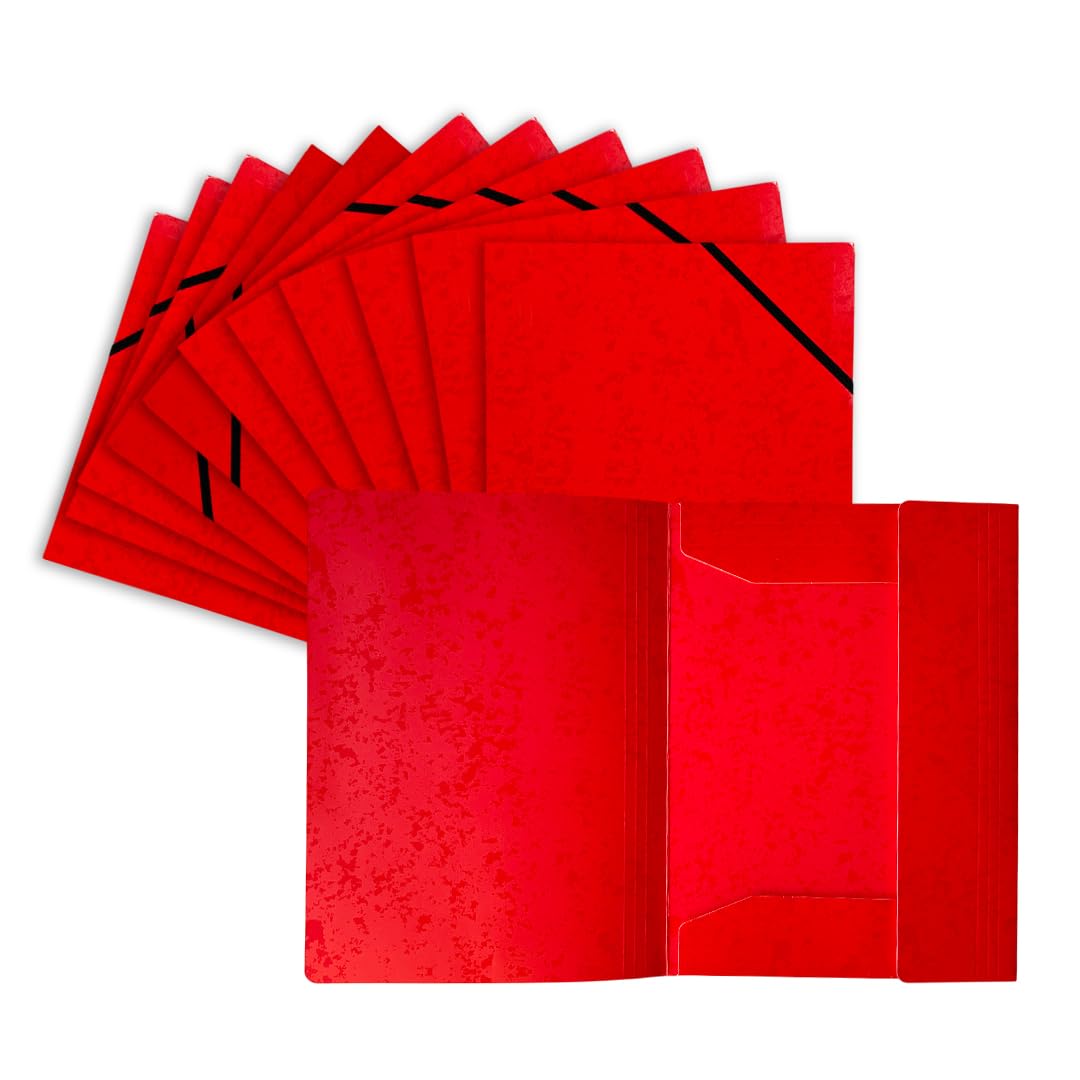 Pack of 120 A4 Red Card 3 Flap Folders with Elastic Closure