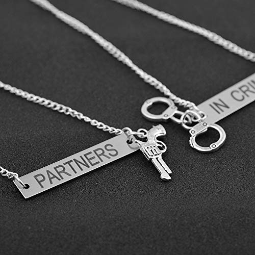 MJartoria Best Friend Necklaces Partners in Crime Engraved Friendship BFF Necklace for 22