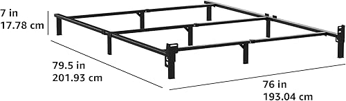 Miniatura 2 de Amazon Basics Base de cama de metal (requiere somier), base de 9 patas para somier y colchón, tamaño King, sin herramientas, fácil montaje, color