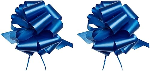Berwick Offray - Lazo de cinta de 2.5 pulgadas de ancho, 8 pulgadas de diámetro con 20 bucles, color azul rey (paquete de 2)