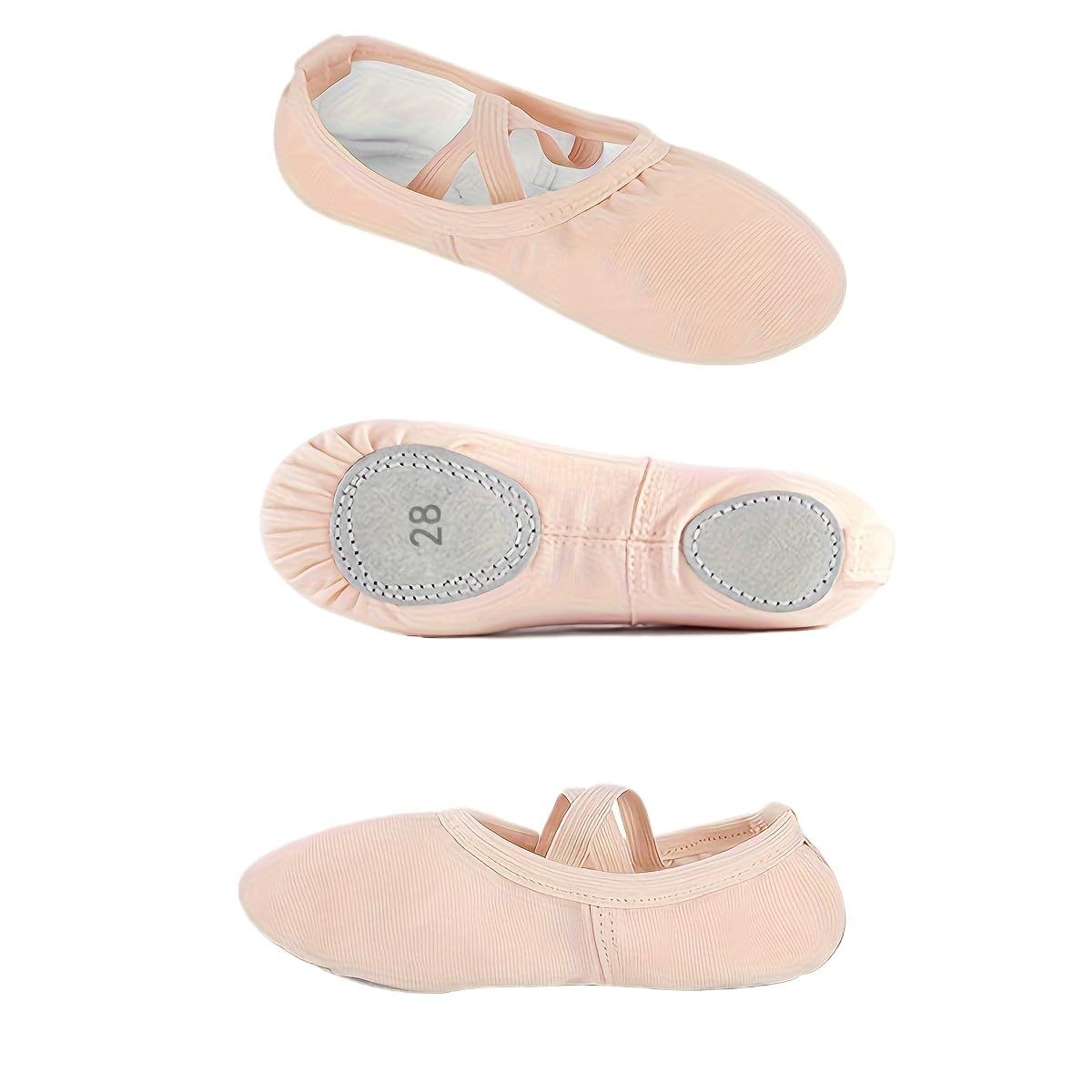 Girls' Ballet Dance Shoes - Soft Sole, Canvas Upper, Elastic Strap, Available in Black, Beige, Red - Ideal for Practice and Performance (Light Beige,7.5)