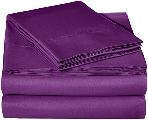 Elf Linen 1500TC Egyptian Cotton Queen Bed Sheet Set, Purple