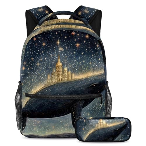 Cartable grande capacité ciel étoilé galaxie et sa trousse pour étudiant et ado