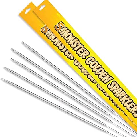 45cm Giant Golden Sparklers | Extra Long Burn Time for Indoor and Outdoor Use | Sparklers For Weddings, Birthdays, Bonfire Night, Christmas, New Year | Safe for Children Above 16 Years (50 Sparklers) Cover