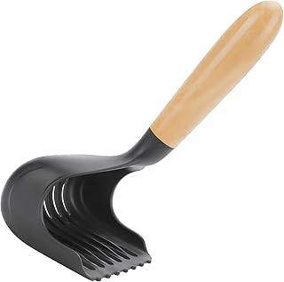 Garoopion Cat Litter Scoop, Carbon Fiber Cat Litter Scooper, Kitty Litter Scoop with Wood Handle, Deep Shovel More Efficient Litter Sifter Cat Scooper for Litter Box (Black)