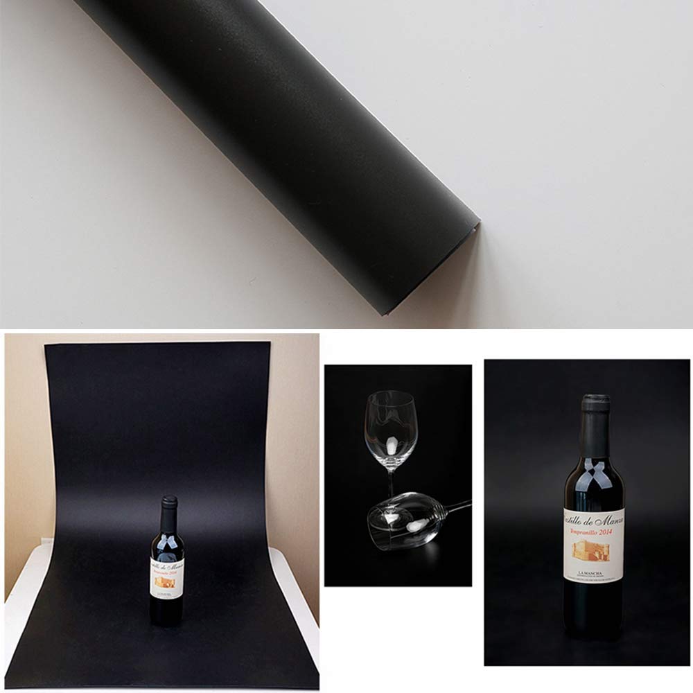 Selens 50 x 100 cm PVC Telón de Fondo 2 Piezas Background Backdrop | Impermeable Mate, para Fotografía Estudio Fotográfico Foto (Blanco y Negro)