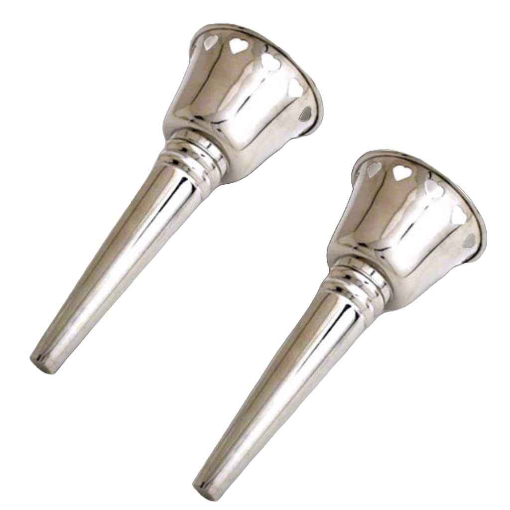 Silver 7" Tussie Mussies with Hearts - Set of 2 Wedding Bouquet Holders. Bridesmaid Floral Display.