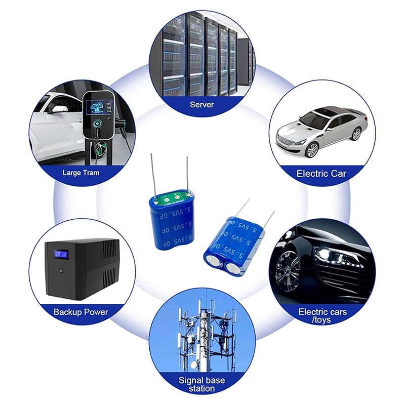 10 Pieces 10.5 X 21 X 27 mm (0.3 x 0.8 x 1.0 inches) Supercapacitor 5.5 V 5.0F Dual Layer Capacitor Wirewound Energy Reservoir Suitable for Car Recorders, Toys, etc.