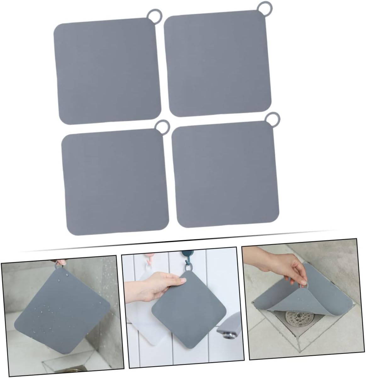 Shower Drain Plug 4 Pcs Silicone Floor Drain Pad Set Grey Tub Drain Cover Shower Hair Catcher (Color : Greyx3pcs, Size : 15X0.2CMx2pcs)
