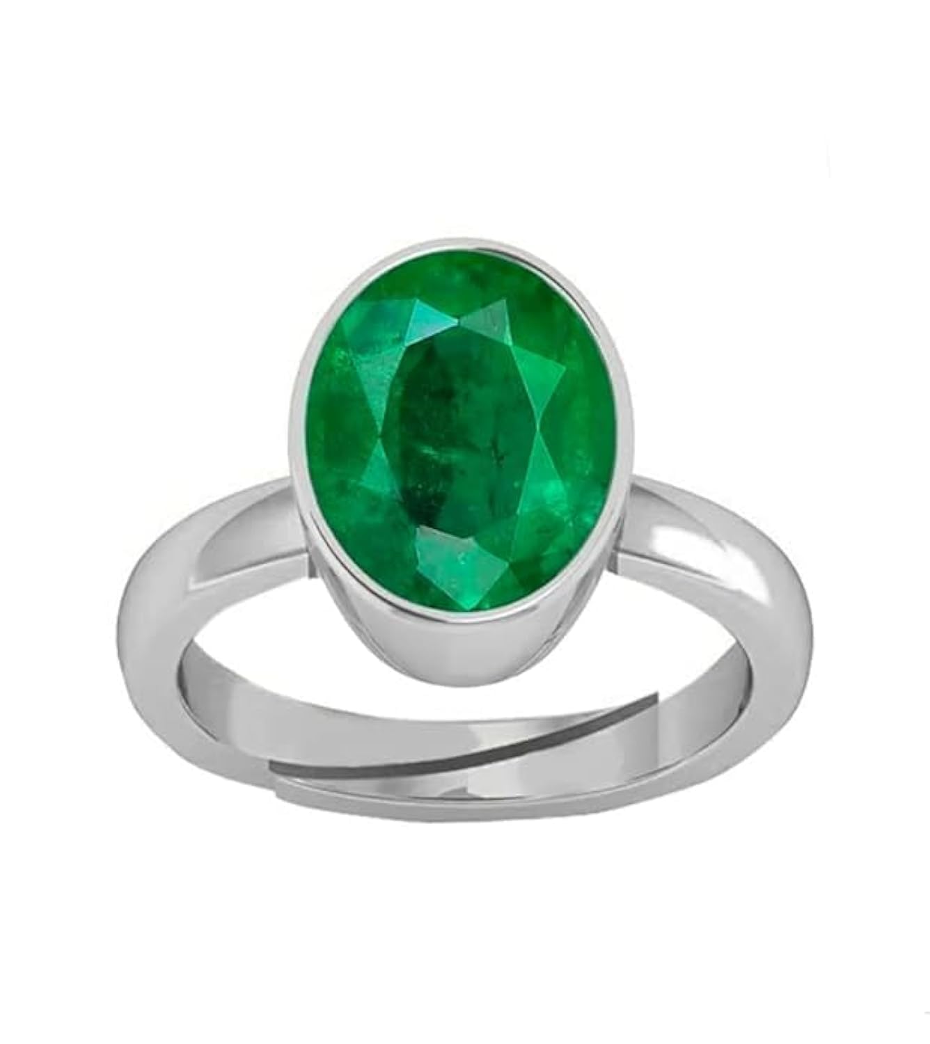 Certified Natural AA++ Quality 10.00 Carat Emerald Panna Silver Plated Astrological Purpose Adjustable Ring for Women's and Men's
