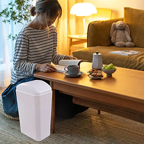 Caneca de basura rectangular con tapa basculante blanca 12 L miniatura 6