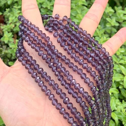 Image of 200pcs Czech Faceted Rondelle Crystal Glass Beads 6mm Bulk Amethyst Purple