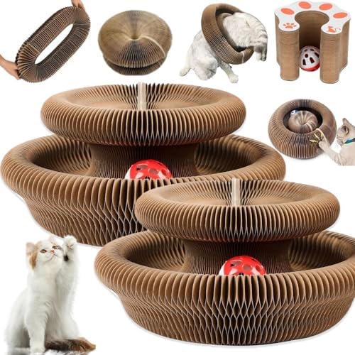 2PCS Kitty Curls Cat Toy Magic Organ Cat Toy Cat Scratcher for Grinding Claw Cardboard Cat Toys Interactive Scratch Pad with Toy Ball00