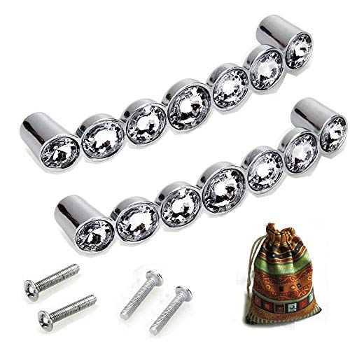 Zimo 2PCS Clear Crystal Glass Pullhandle for Cupboard Wardrobe Cabinet Drawer Home Decor Door Pull Handles