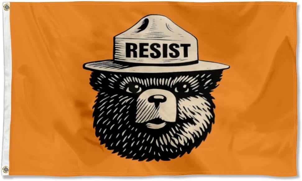 Smokey Bear Resist Flag 3x5 Feet Two-Sided 150D Polyester Banner Man Cave Decor (Bear)