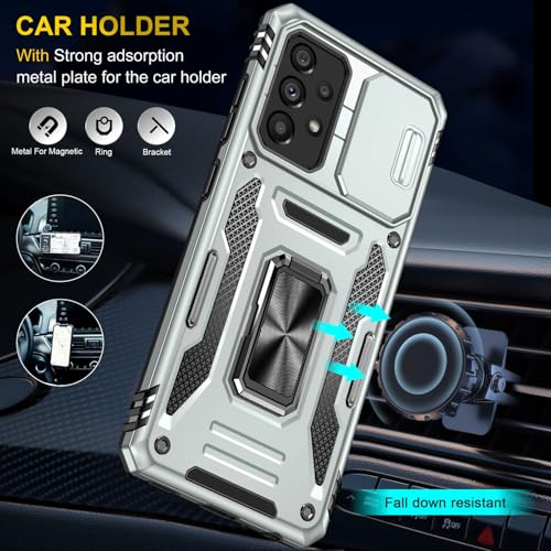 Image of Vaku Luxos Aegis Armor Slide TPU Back Cover Case for Samsung Galaxy A53 5G with Magnetic Ring Holder Kickstand Camera Screen Protector- Grey