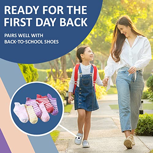 Image of MOMISY Baby Girl Boys Non Slip Socks kids Toddlers Infant Cotton Anti-Slip -6 Pairs (DottedFemale-Striped, 3 to 5 years)