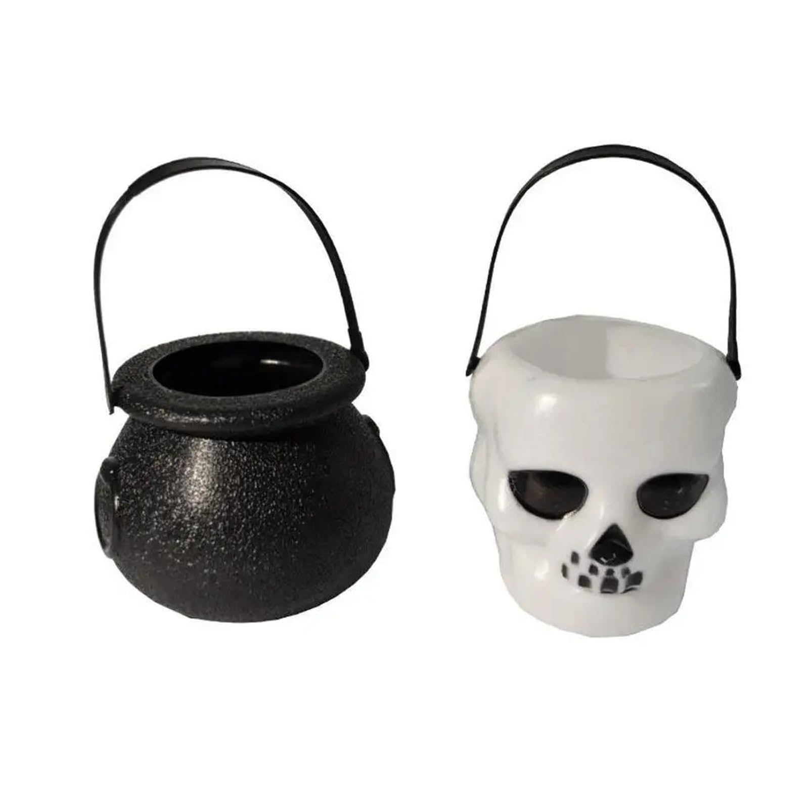 SZAJDSNMURB 4PCS Halloween Skull Witch Cauldron Candy Bucket with Handle