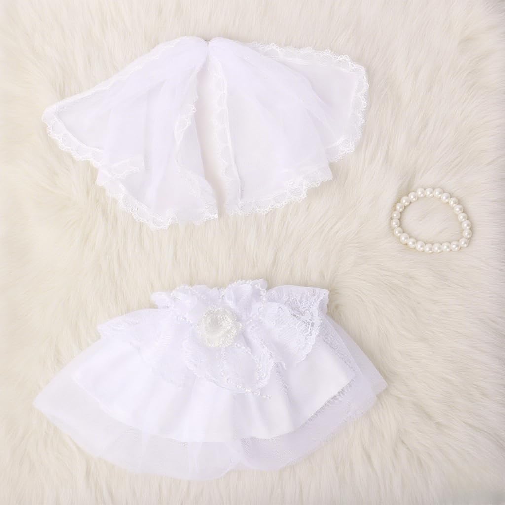 2-Piece Set Wedding Doll Clothes for 17cm (6.7 inch) Dolls – Bride & Groom Outfits, 8-Piece Bridal Gown & Formal Suit Combo – Elegant Wedding Doll Accessories (Dolls Not Included)