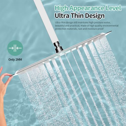 Image of SR SUN RISE 16 Inch Rain Shower Head, High Pressure Rainfall Showerhead Large Waterfall Shower Head Ultra Thin Water Saving, Polished Chrome 304 Stainless Steel