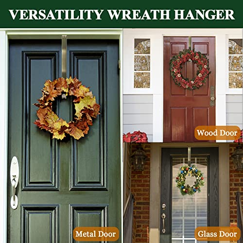 Image of ZMCINER Wreath Hanger for Front Door, Adjustable 15-25 Inch Wreath Hanger, 20 lbs Larger Door Upgrade, Nickel