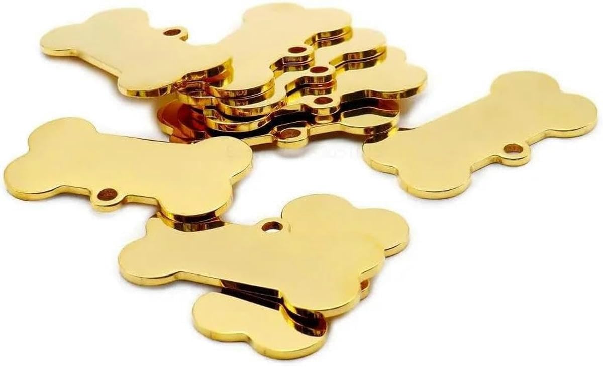 20 piezas de acero inoxidable en albo con forma de hueso para mascotas, placa de identificación para perros y gatos, etiqueta de identificación personalizada para mascotas, colgante con nombre de mas