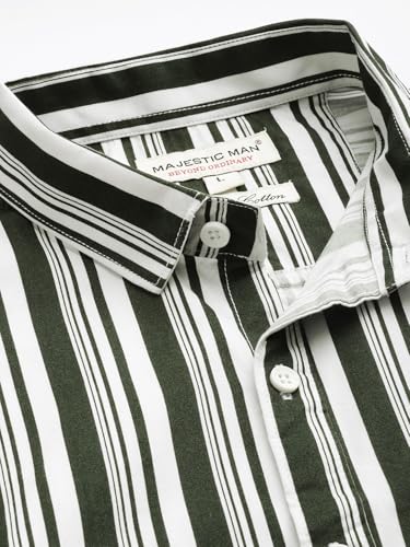 Image of Majestic Man Men's Standard Slim Fit Striped Pure Cotton Casual Shirt