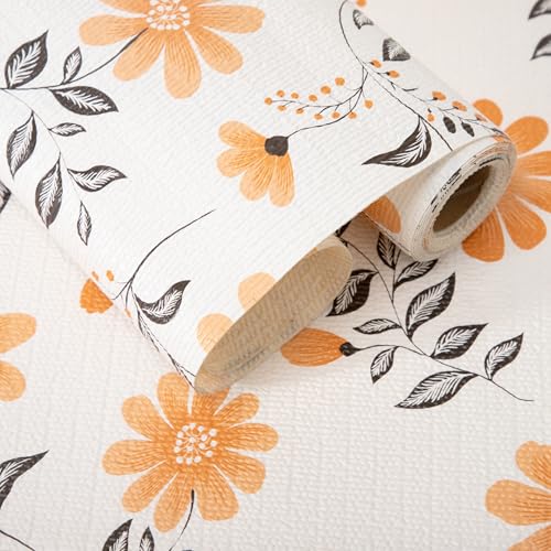 RAY STAR 18" x 8 Ft Shelf Liner for Kitchen Cabinets, Non-Adhesive Cabinet Liner Washable, Drawer Liner for Dresser Non-Slip Bathroom [Amber Blossom](3 Rolls)