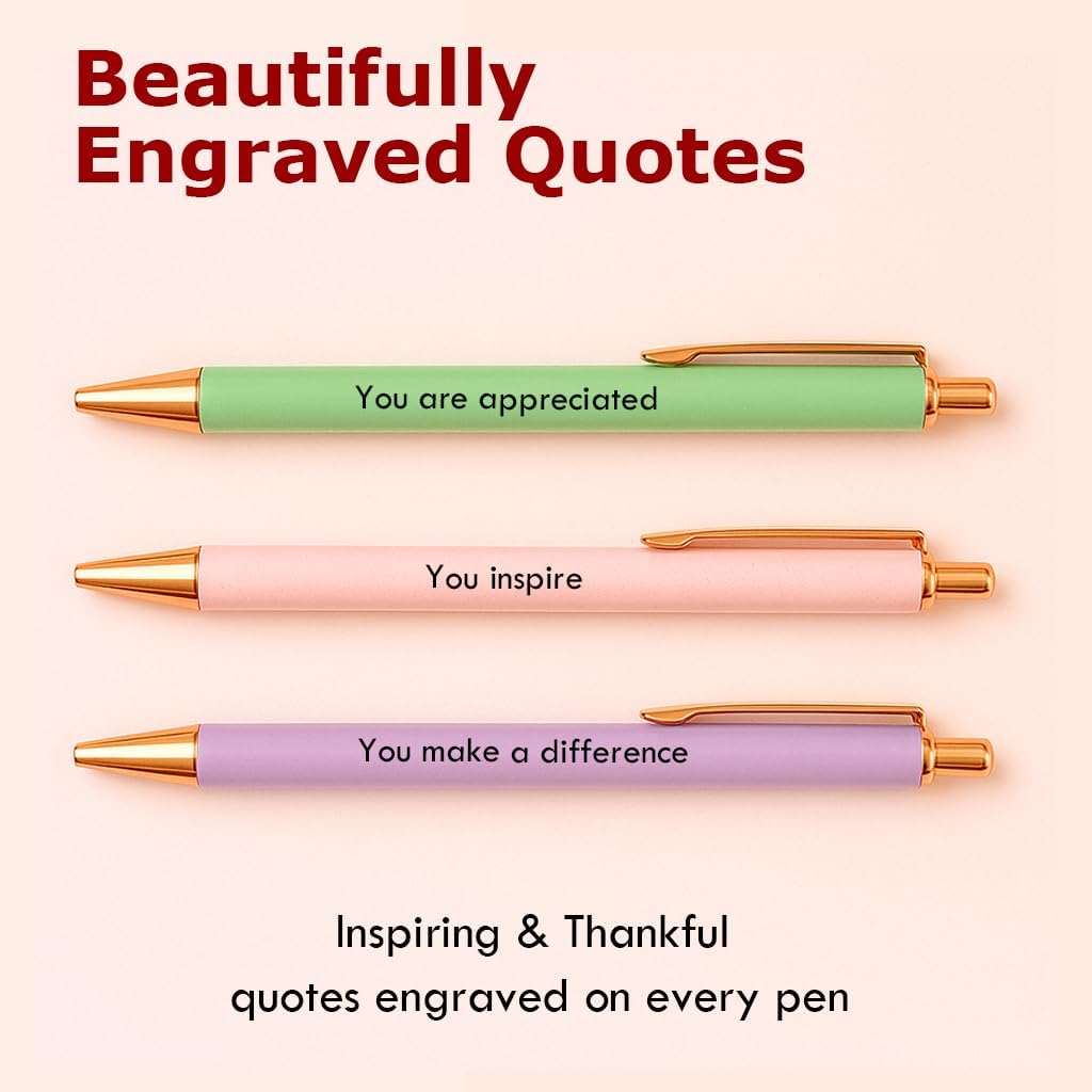3 Pcs Teacher Pens - Inspirational Nice Cute Fancy Pen Set for Women Coworkers Appreciation Office Supplies Black Ink - Image 2