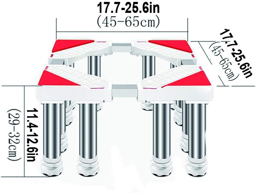 Washing Machine Base Stand with 4/8/12 Stainless Steel Legs Universal Fridge Stand Multi-Functional Appliances Work Platform 29-32cm Large Steel Filing Cabinet Base Bracket