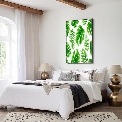 Láminas de palmeras verdes estilo minimalista para decorar dormitorios modernos 5
