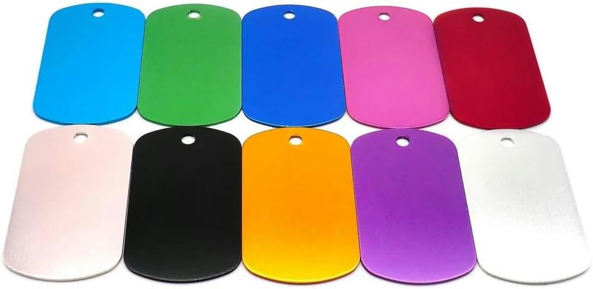 Lot de 100 médailles d'identification vierges en aluminium pour chien avec plaque signalétique en caoutchouc pour animal de compagnie, gravées sur mesure, pour chat et chien, anti-perte, pendentif, a