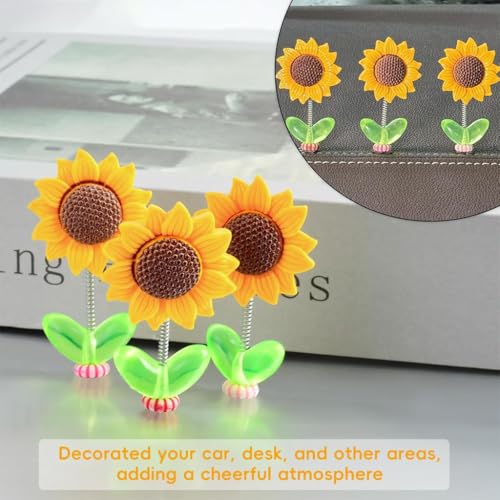 Image of 5Pcs Mini Sunflower for Car Dashboard 2.36 Inches Swinging Sun Flower Car Decor Self-Adhesive Cute Auto Ornaments Removable Auto Interior Accessories for Mirror, Vehicle Gadgets 2025